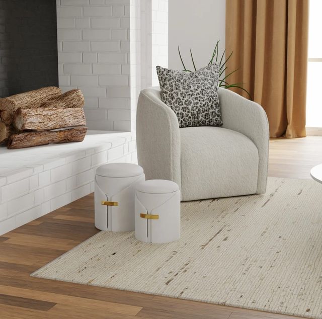 Harp & Finial® Ellora 2-Piece Cream Ottoman Set-1