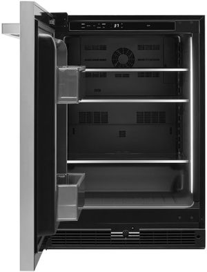 front view of the inside of the JennAir® NOIR™ 5.0 Cu. Ft. Stainless Steel Under the Counter Refrigerator