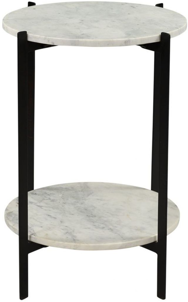 Moe's Home Collection Melanie White Marble Round Accent Table with Matte Black Iron Base-2