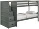 Elements International Sami Gray Youth Twin Over Twin Step Bunk Bed with Left Headboard-0