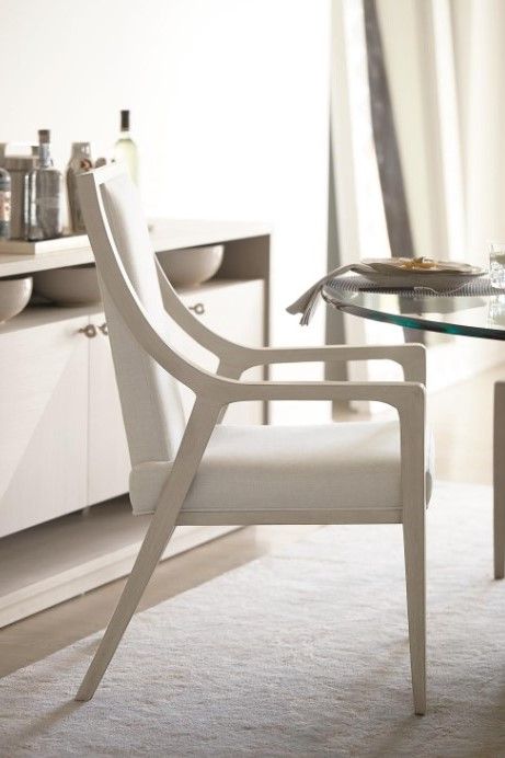 Bernhardt Axiom Beige/Linear Gray Upholstered Dining Arm Chair-2