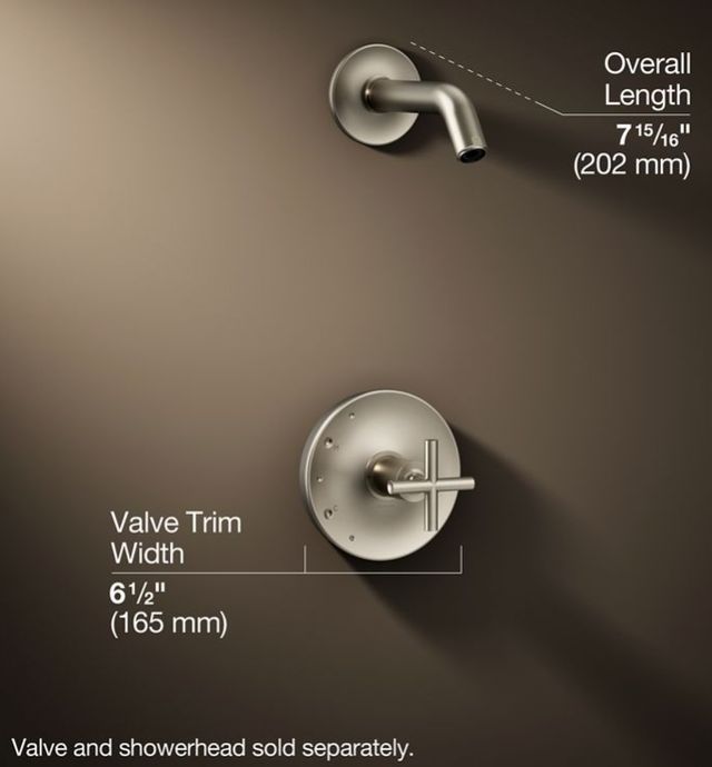 KOHLER® Purist® Rite-Temp® Vibrant Brushed Nickel Shower Trim Kit with Cross Handle-2