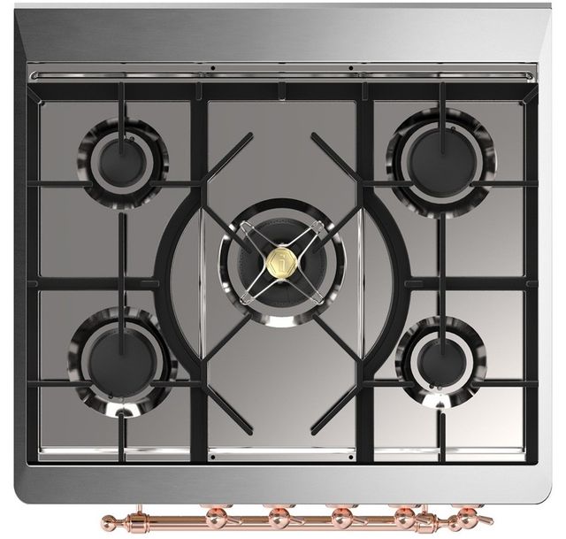 Ilve® Majestic III 30" Custom Pro Style Dual Fuel Liquid Propane Range with Solid Door and Copper Trim-2