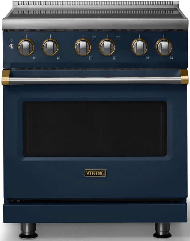 Viking® 5 Series 30" Slate Blue Pro Style Induction Range with Brushed Brass Trim-0