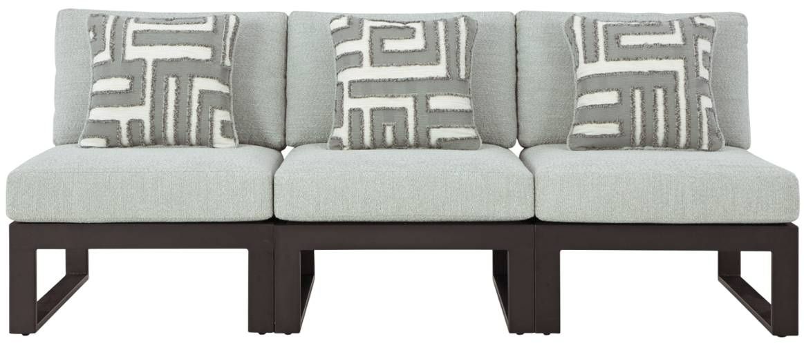 Signature Design by Ashley® Beachloft 3-Piece Black/Gray Aluminum/Fabric Outdoor Small Spaced Sectional