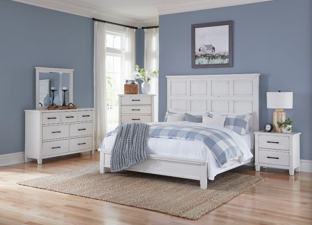 Homelegance® Laurelville Antique White Eastern King Panel Bed-1
