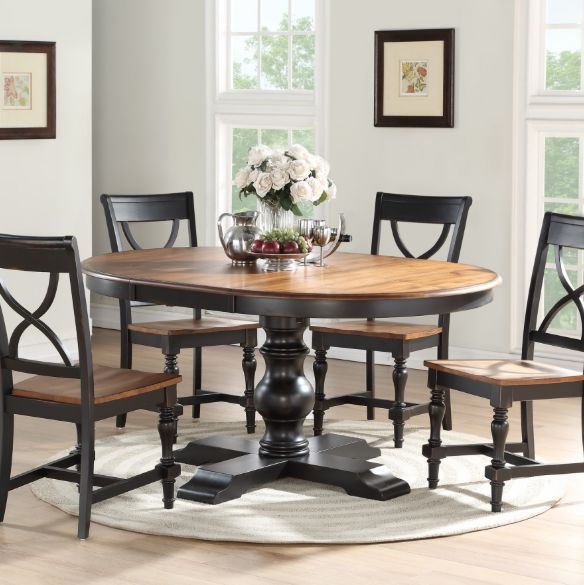 Winners Only® Torrance Brown Top Dining Table with Ebony Pedestal Base-1