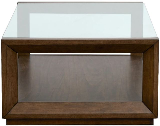 Magnussen Home® Sebastian Glass Top Cinnamon Rectangular End Table with Casters-3
