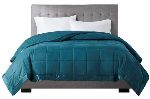 Olliix by Madison Park Windom Teal Full/Queen All Season Microfiber Down Alternative Blanket with 3M Scotchgard-3