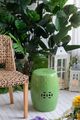 A & B Home Green Barrel Stool-1