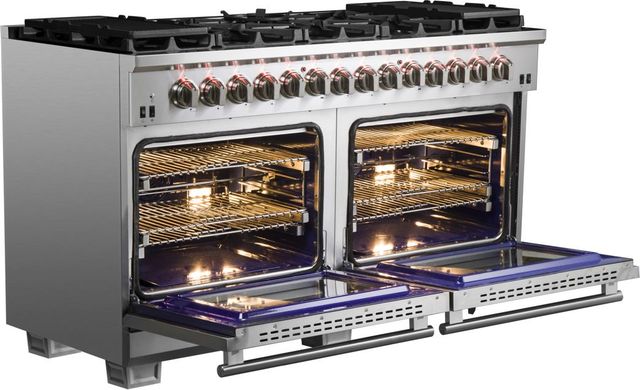 FORNO® Capriasca 60" Stainless Steel Pro Style Dual Fuel Range-3