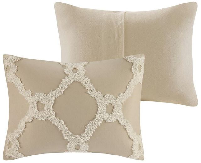 Olliix by Madison Park Pacey Taupe Full/Queen Tufted Cotton Chenille Geometric Coverlet Set-1