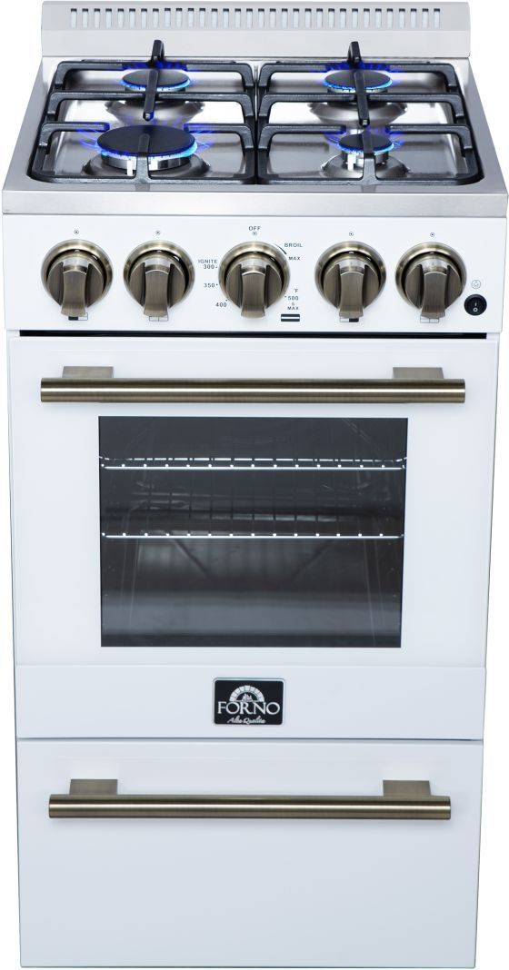 FORNO® Lamazze Alta Qualita 20" White Freestanding Gas Range-3