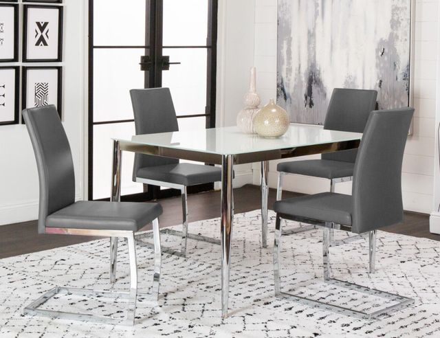 Cramco Atom Super White Glass Top Dining Table with Chrome Base-3