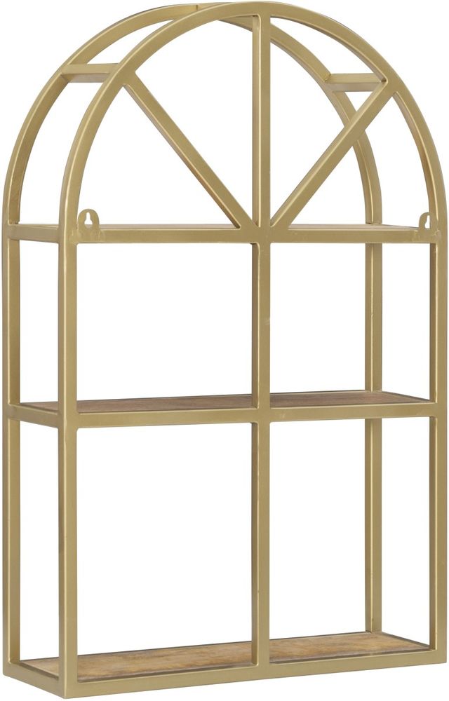 Powell® Wren Gold/Natural Metal Wall Shelves-2