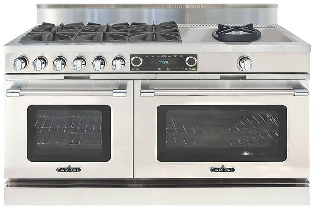 Capital Cooking™ Grand Chef 60" Stainless Steel Open Burner Pro Style Dual Fuel Range with Power Wok-0