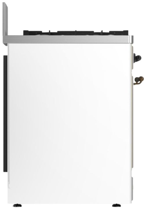 Ilve® Majestic III 30" White Pro Style Dual Fuel Liquid Propane Range with 5 Black Brass Burners and Burnished Trim-3