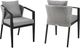 Armen Living Palma 2-Piece Black/Gray Aluminum/Fabric/Rattan Outdoor Dining Arm Chair Set-0