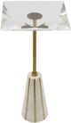 A & B Home Glass Top Square Side Table with White Marble Base -0