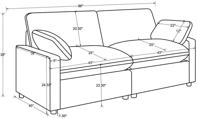 Coaster® Collins Chocolate Brown Modular Power Loveseat-3