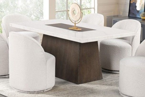 Furniture of America® Grasten White Dining Table with Dark Walnut Base-0