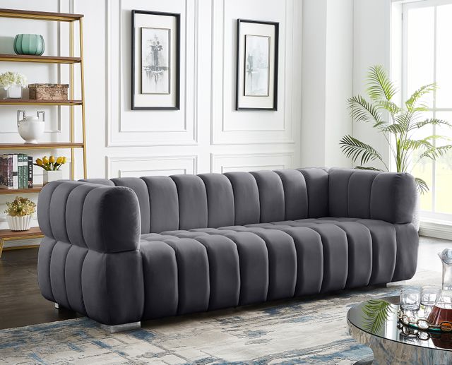 Meridian Furniture Gwen Grey Velvet Sofa-2