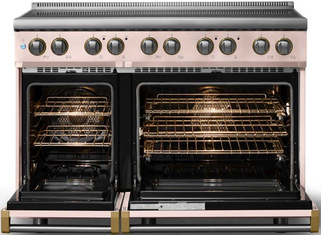 Viking® 5 Series 48" Blush Pro Style Induction Range with Brushed Brass Trim-1