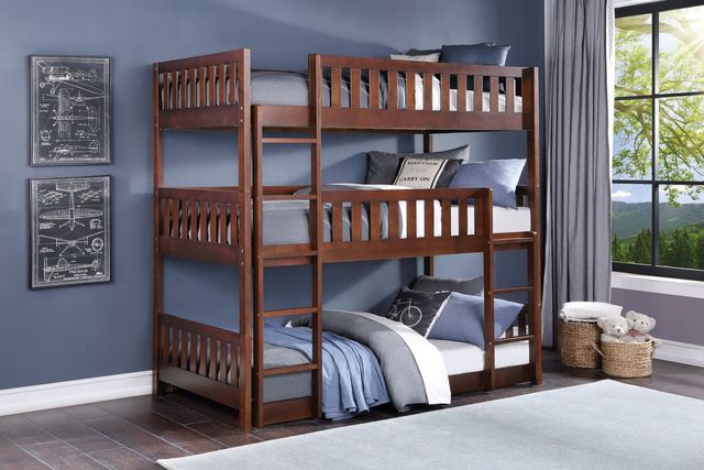 Mazin Furniture Rowe Dark Cherry Twin Triple Bunk Bed-2