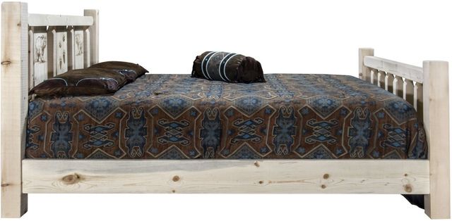 Montana Woodworks® Homestead Ready to Finish Twin Bed with Laser Engraved Bear Design-2