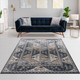 Olliix by Madison Park Dakota Blue/Cream Runner Tiled Border Area Rug-2