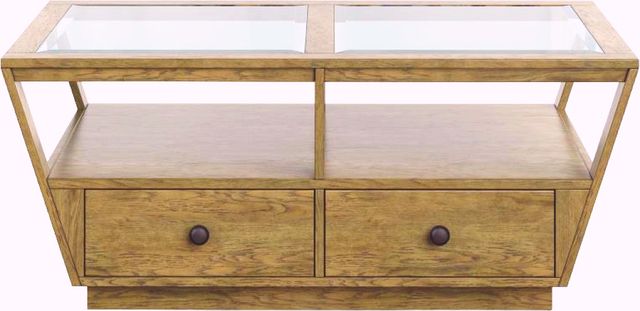 Magnussen Home® Hardison Glass/Warm Stone Brown Rectangular Cocktail Table with Casters-2