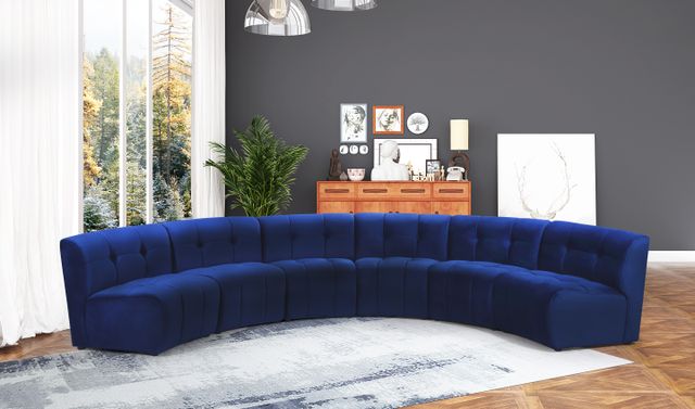 Meridian Furniture Limitless 6-Piece Navy Velvet Modular Sectional-1