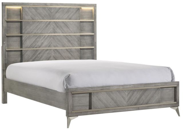 Bernards Aries 4-Piece Gray Queen Panel Bed Set-1