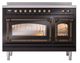 Ilve® Nostalgie II Noblesse 48'' Glossy Black Pro Style Induction Range with Burnished Trim-1