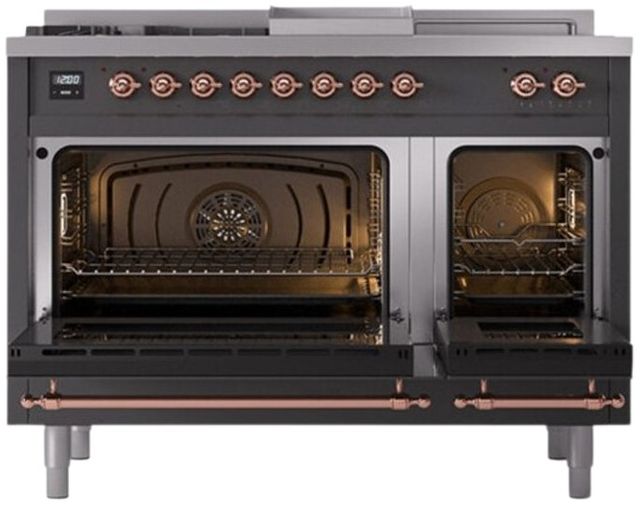 Ilve® Nostalgie II Series 48" Graphite Matte Pro Style Dual Fuel Range-1