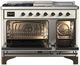 Ilve® Majestic III 48" Antique White Pro Style Dual Fuel Liquid Propane Range with 5 Black Brass Burners and Burnished Trim-4