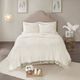 Olliix by Madison Park Ivory Full/Queen Laetitia Tufted Cotton Chenille Medallion Fringe Coverlet Set-0