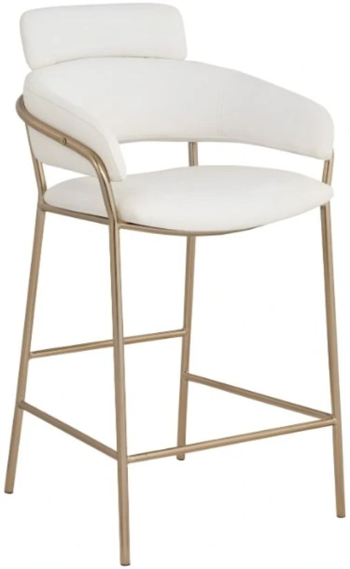 Meridian Furniture Yara Brushed Brass/Cream Counter Stool-0