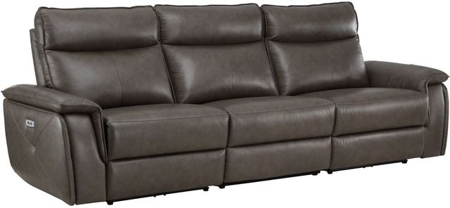 Homelegance® Maroni Dark Brown Double Power Reclining Sofa with Power Headrests-0