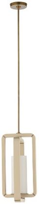 Wildwood Lamps Oak Island Brass/Taupe/White Milk Pendant-1