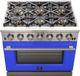 FORNO® Capriasca 36" Stainless Steel Pro Style Gas Range with Blue Door-4