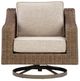 Signature Design by Ashley® Laguna Heights Beige/Gray Fabric/Wicker Rattan Outdoor Swivel Lounge-2