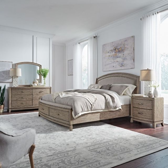 Liberty Furniture Avalon 4-Piece Burnished Beige Queen Upholstered Bedroom Set  -1