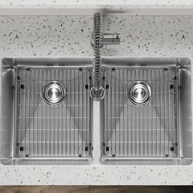 Elkay Crosstown® 6-Piece Polished Satin 31-1/2" x 18-1/2" x 9" Equal Double Bowl Undermount Sink Set with Faucet-2