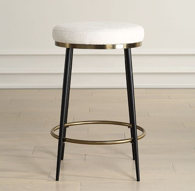 Uttermost® Ensemble Cream/Matte Black Counter Stool-1