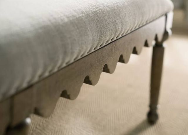 Hooker® Furniture Boheme Madera Antique Milk Paint/Antwerp Linen Bed Bench-3