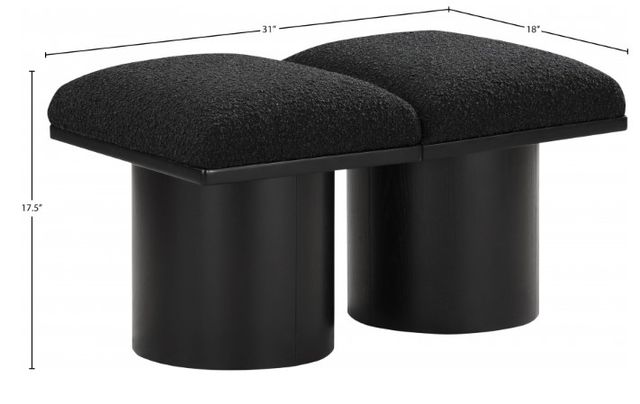 Meridian Furniture Pavilion 2-Piece Black 31" Modular Bench Set-4