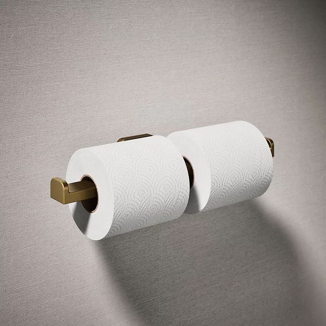 KOHLER® Parallel® Vibrant Brushed Moderne Brass Double Toilet Paper Holder-1