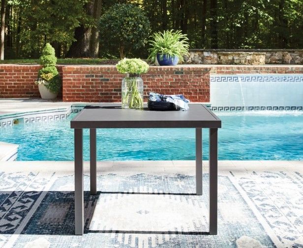 Signature Design by Ashley® Point Bonita Gray Aluminum Outdoor Dining Table-1