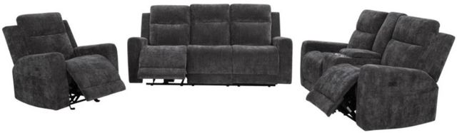 Coaster® Kennett 3-Piece Dark Gray Power Upholstered Reclining Sofa Set-0